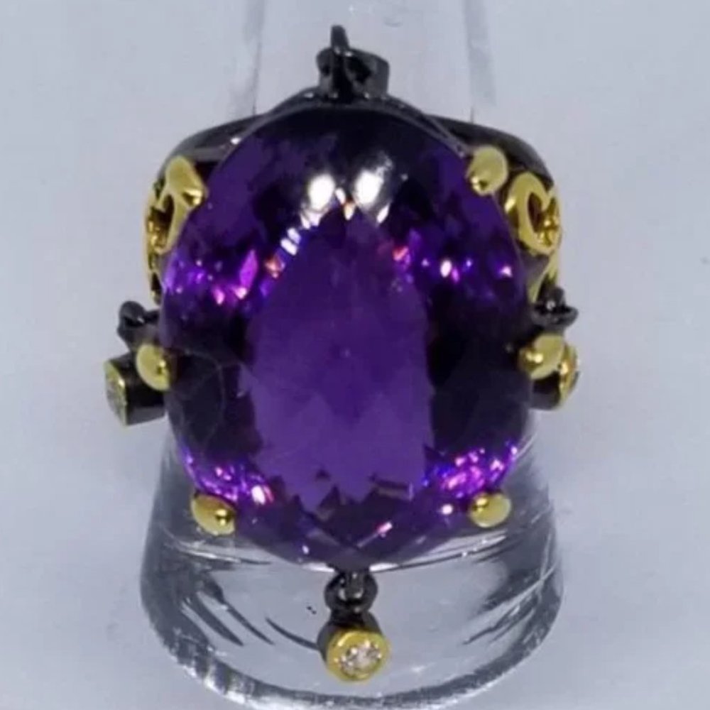 Big boho 40ct genuine Amethyst Ring size 8.5